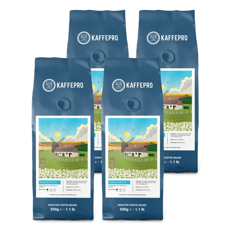 Kaffepro Morning Bloom - Kaffepakke: 4 x 500g Kaffebønner