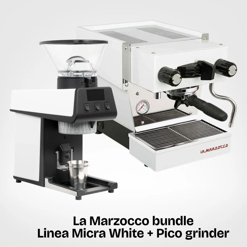 La Marzocco Linea Micra, white + Pico grinder, white