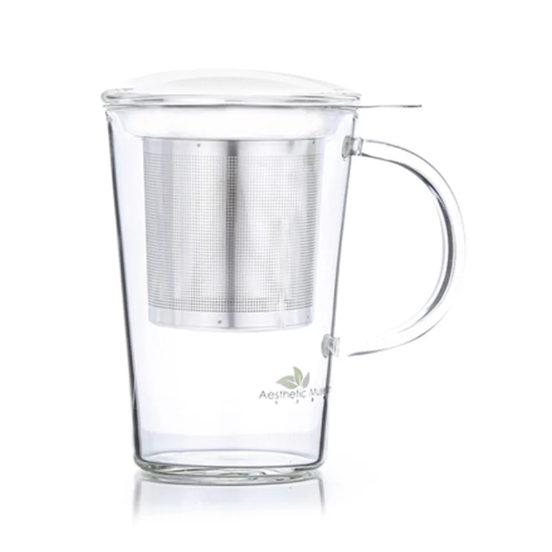 Glaskrus med Låg og Rustfrit Stålfilter - 500 ml