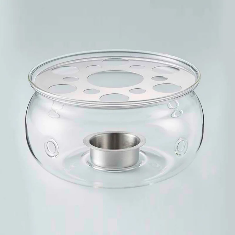 Tesæt - Håndlavet Glas Tekande 0,6 L + Tekandevarmer i Glas