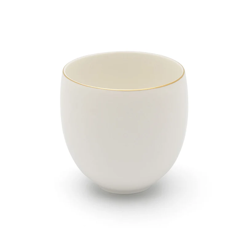 Tesæt - Porcelæn - Tekande 1,2 L + 2 Krus - Hvid med Gyldne Kanter