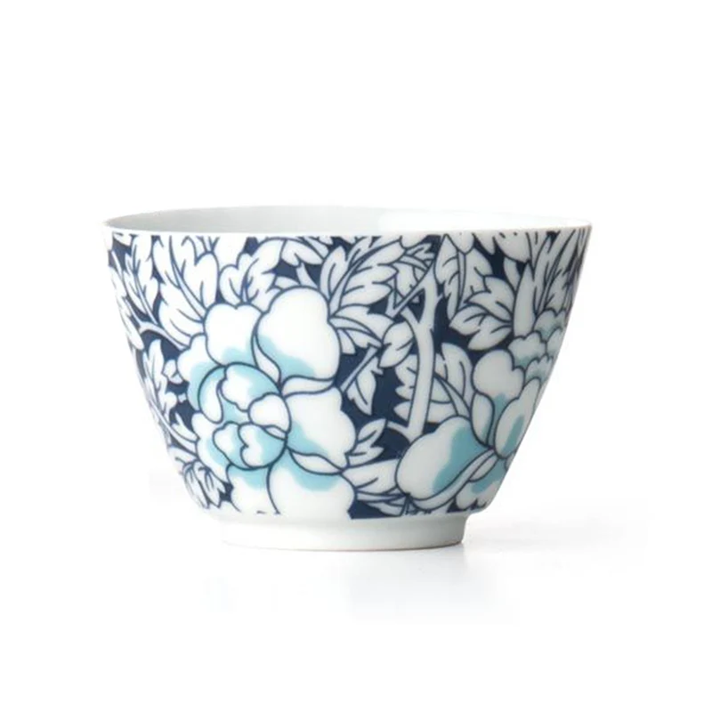 Tekop i Porcelæn med Blåt Blomstermotiv - 100 ml