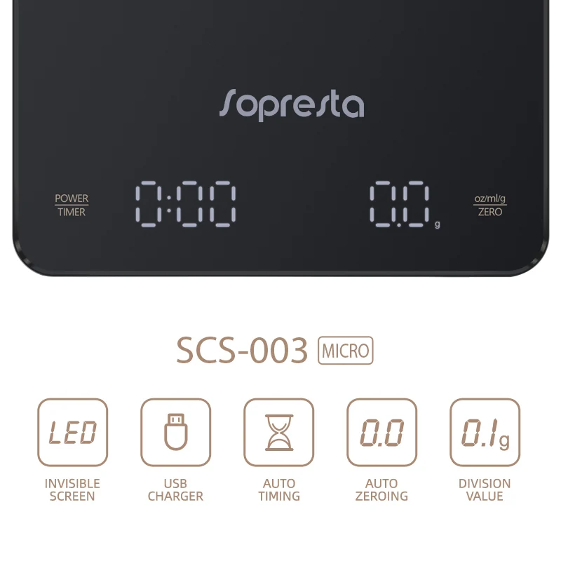 Sopresta Barista Precision Micro Kaffe/Espresso vægt - SCS-003