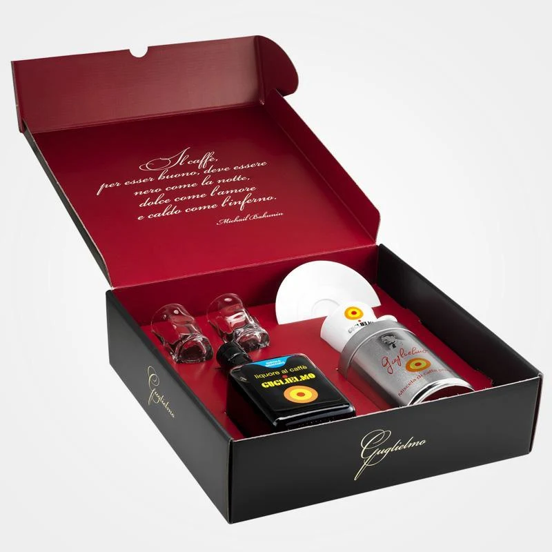 Confezione regalo Prestige Caffè Guglielmo Liquore al caffè lattina silver tazzina espresso