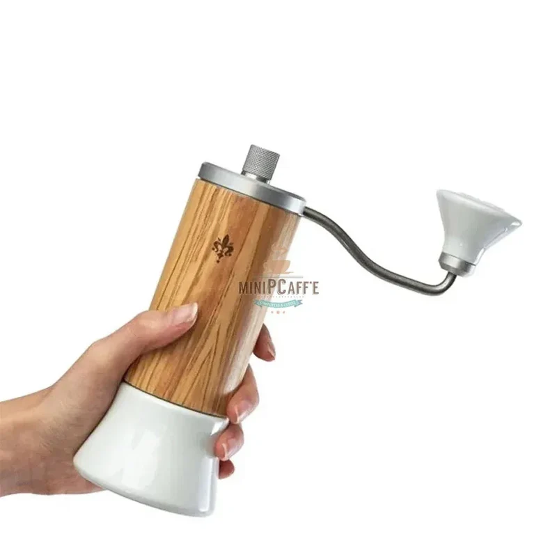Eureka Baby Olive Wood Hand Grinder Set with Precisa Coffee Scale and Dosing Cup