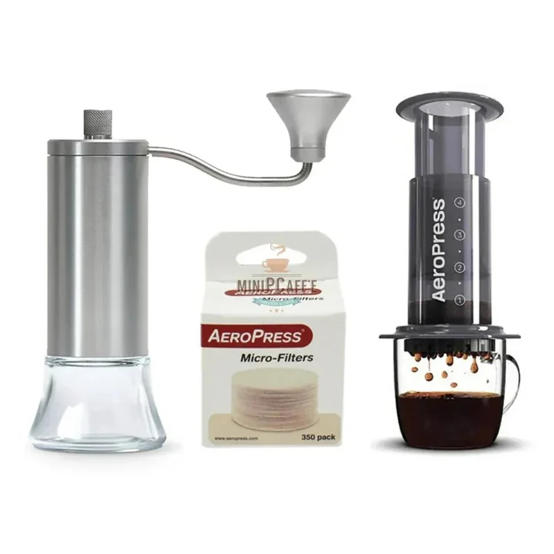 AeroPress Coffee Brewing Set with Eureka Hand Grinder