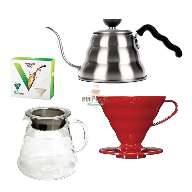 Hario V60 Pour Over Set 02 with Buono Kettle and Server
