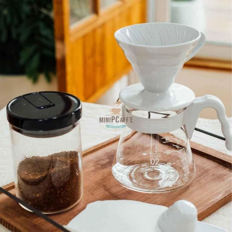 Hario V60 Starter Kit Pale Grey with Mini-Slim Plus Grinder