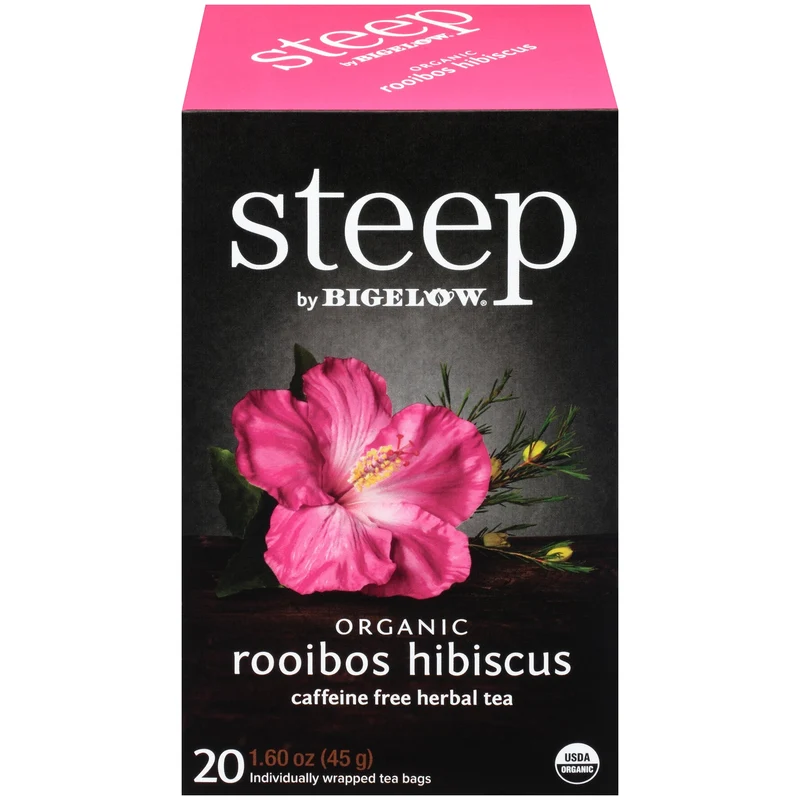 Bigelow Steep Organic Rooibos Hibiscus Herbal Tea 20 CT