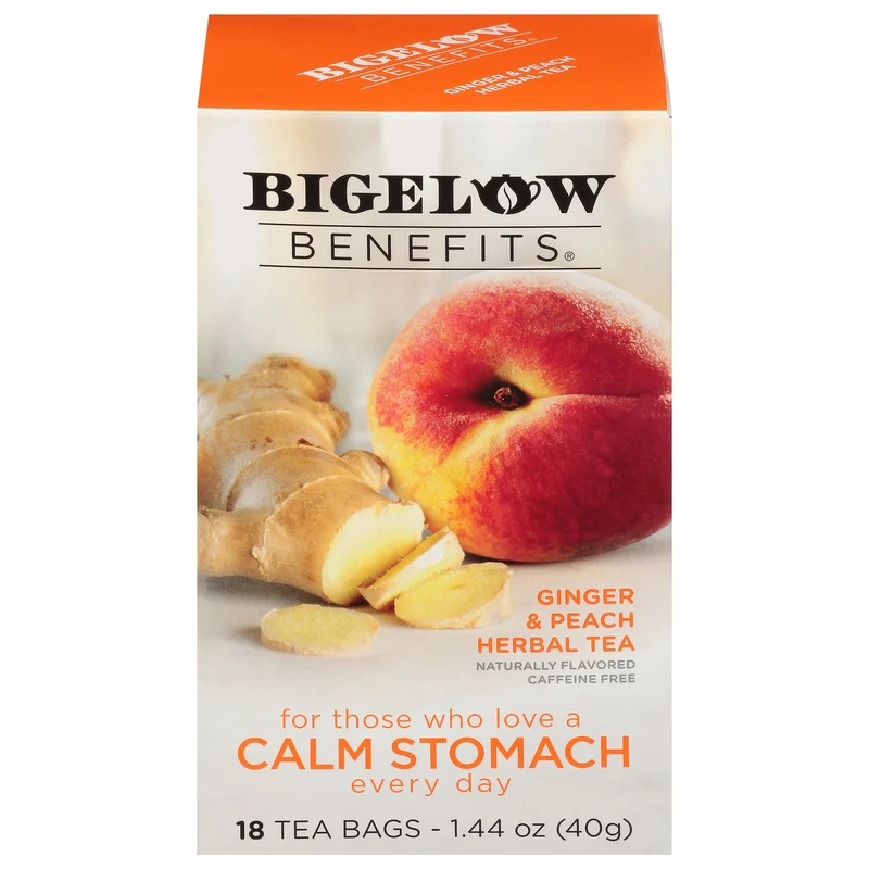 Bigelow Benefits Calm Stomach (Ginger and Peach) Herbal Tea 18 CT