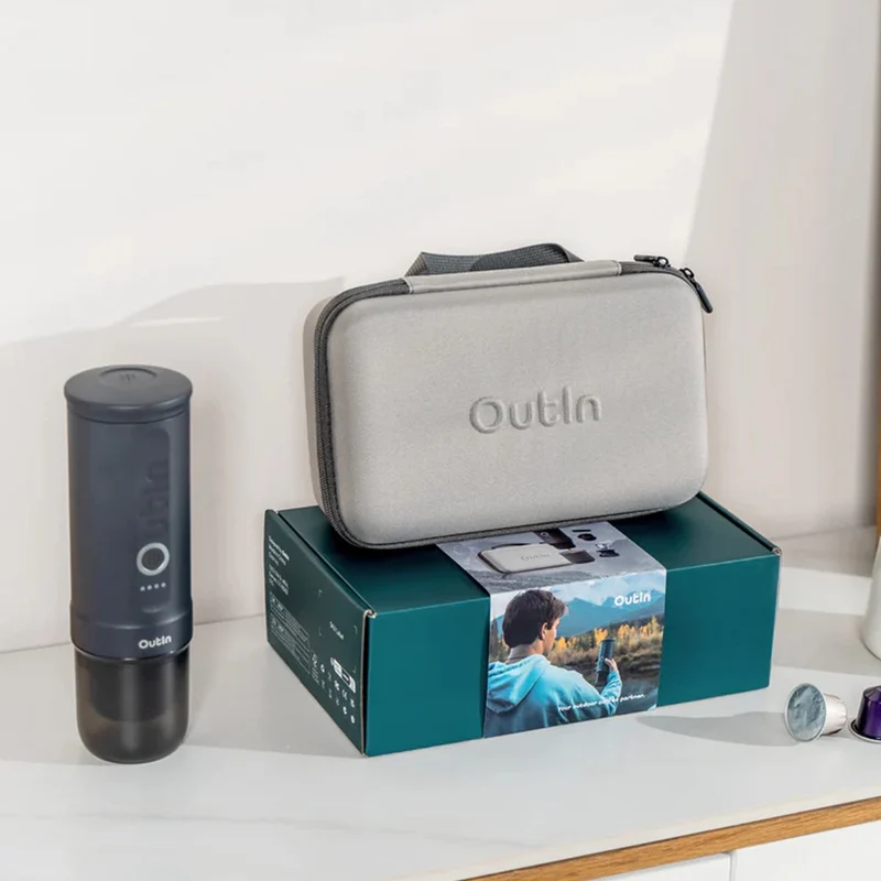 OutIn Nano Portable Electric Espresso Machine Travel Kit, Space Grey