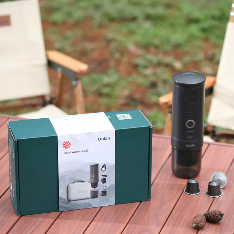 OutIn Nano Portable Electric Espresso Machine Travel Kit, Space Grey