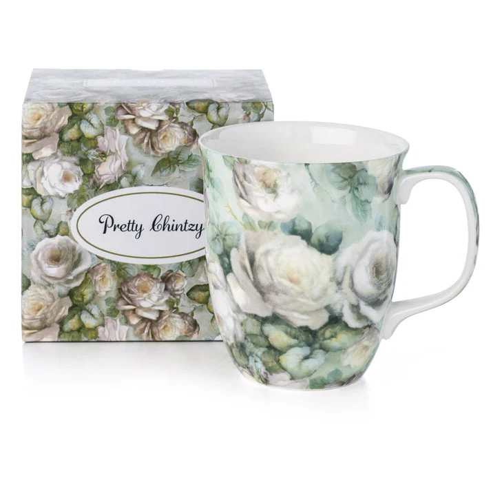 McIntosh Java Mug - Pretty Chintzy - White Roses