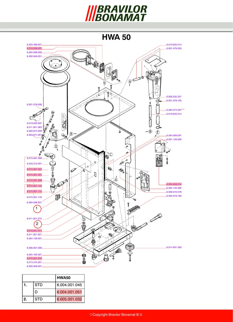 Bonamat stempelpakning - Reservedele OEM-nummer: 6.015.001.006