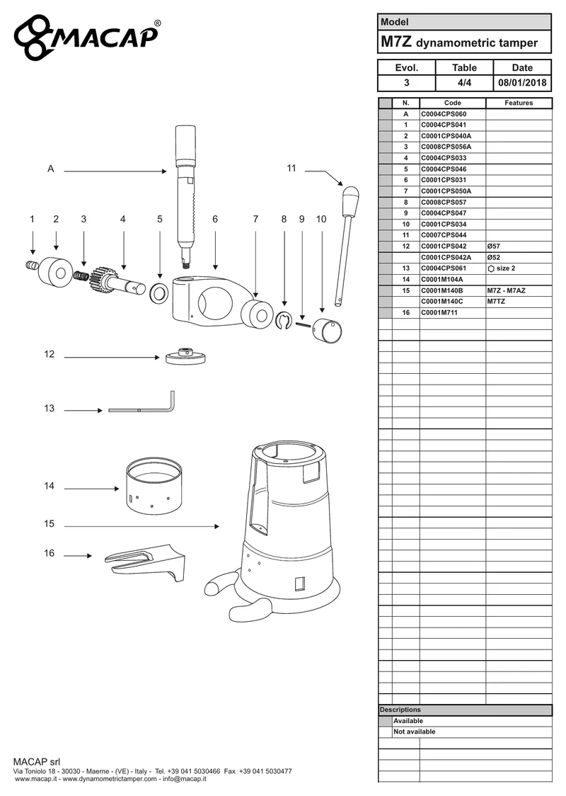 Macap Fjeder M7DZ - OEM-reservedelsnummer: C0008CPS056A